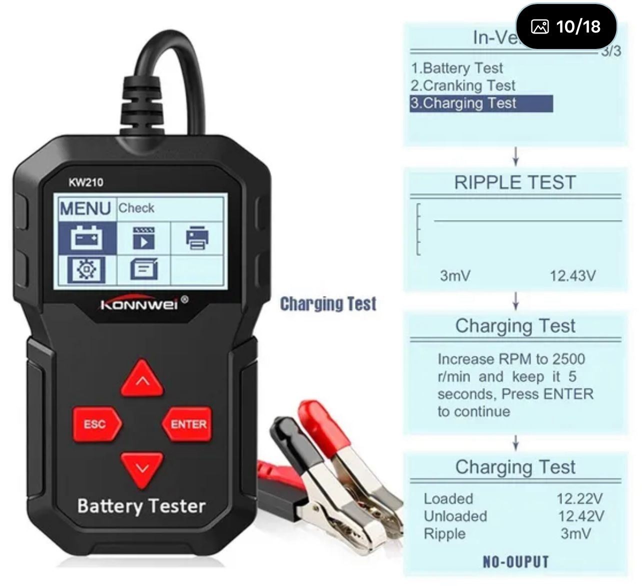 ZS - Konwei KW210 12V Battery Tester