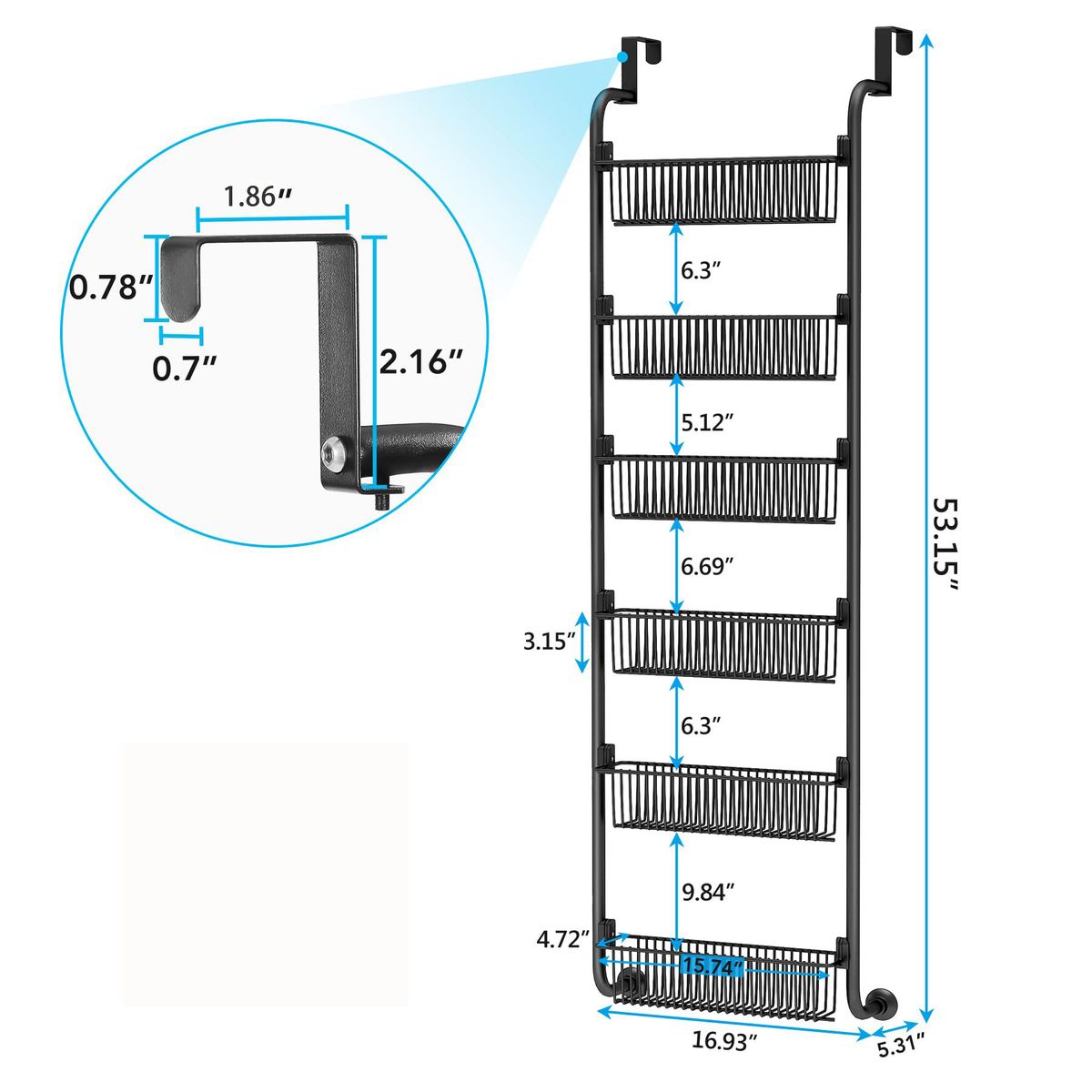 ZS - 6 Shelf - Door Hanging Organiser - Door