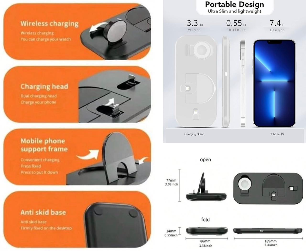 ZS - 3 in 1 Wireless Charging Dock Station for Apple Devices