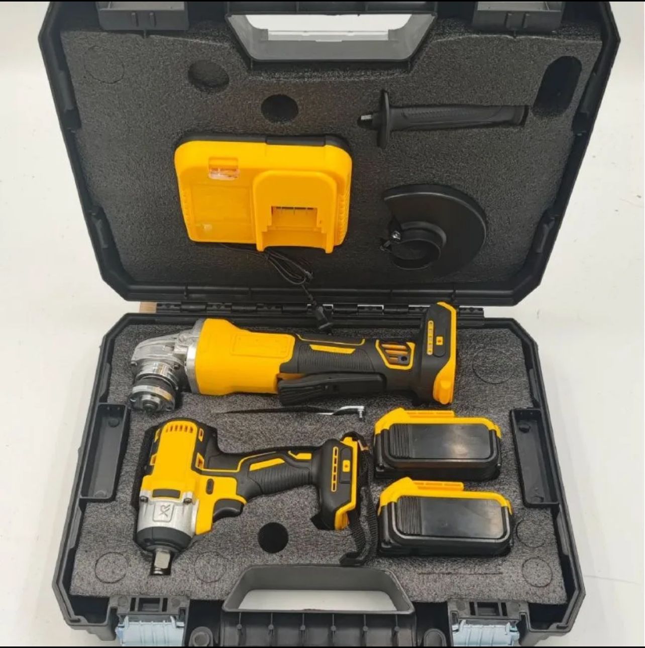 ZS - 2 in 1 Cordless 21V Power Tool Set - 1/4 Inch Impact Wrench + Angle Grinder