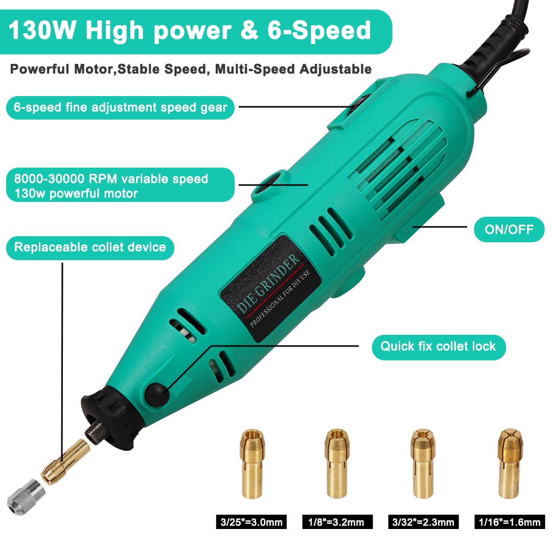 ZS - Mini Die Grinder Tool Kit 130W Rotary Tool With 211 Piece Accessories & Flexible Shaft