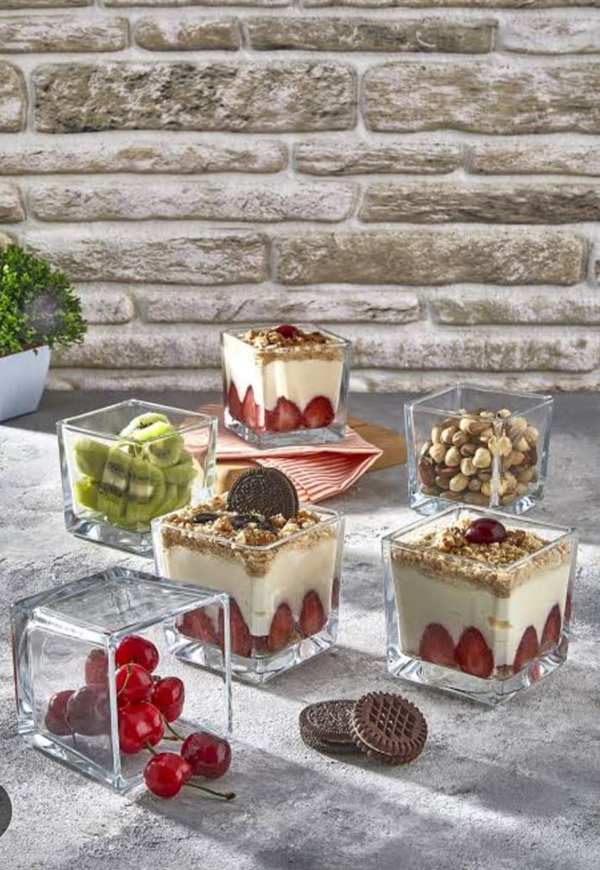 ZS - Square Glass Dessert Bowl Set 6pcs