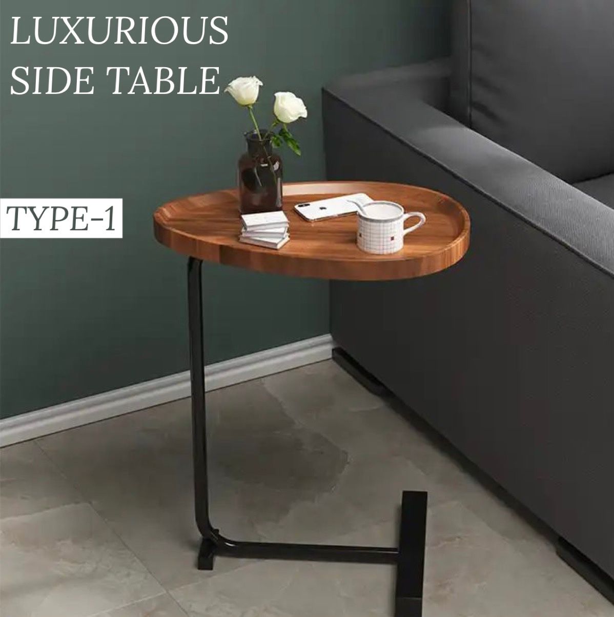 ZS - Luxurious Side Table Teardrop Shape