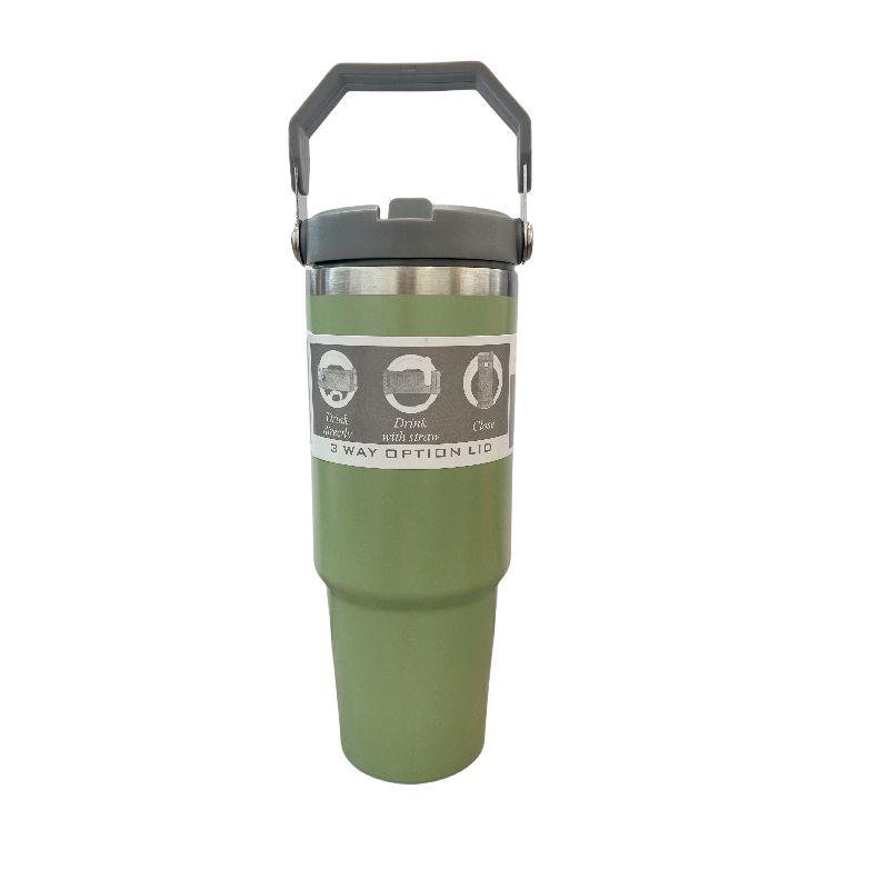 ZS - 890ml/300oz Thermal Insulated Travel Mug with Carry Handle and Straw