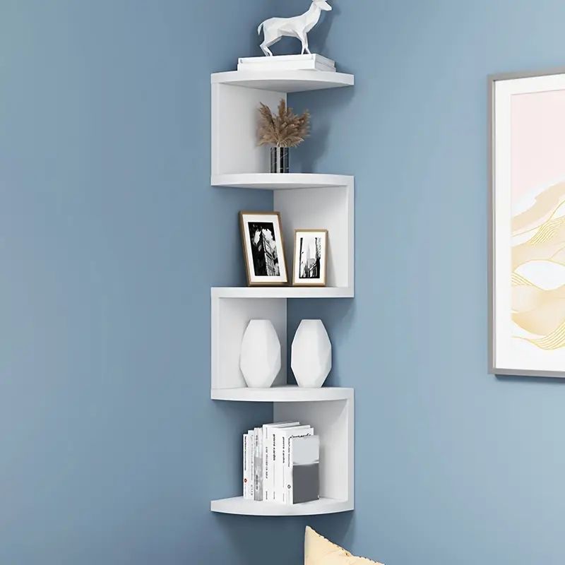 ZS - 5-Tier Corner Wall Mount Bookshelf Organizer Storage Shelf Rack