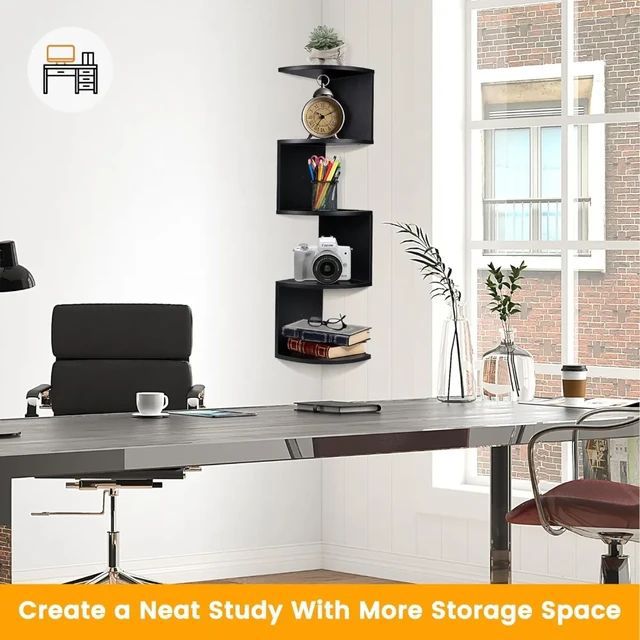ZS - 5-Tier Corner Wall Mount Bookshelf Organizer Storage Shelf Rack