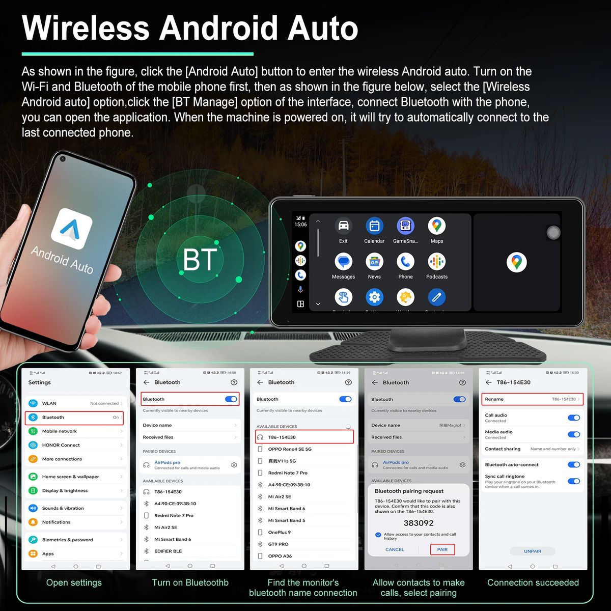 ZS - 10 Inch Apple Carplay/Android Auto Screen & Reverse Camera - Plug & Play