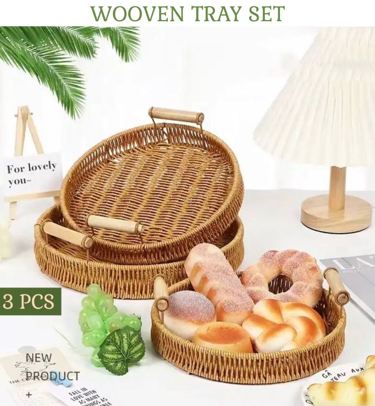 ZS - 3pcs Woven Tray Set