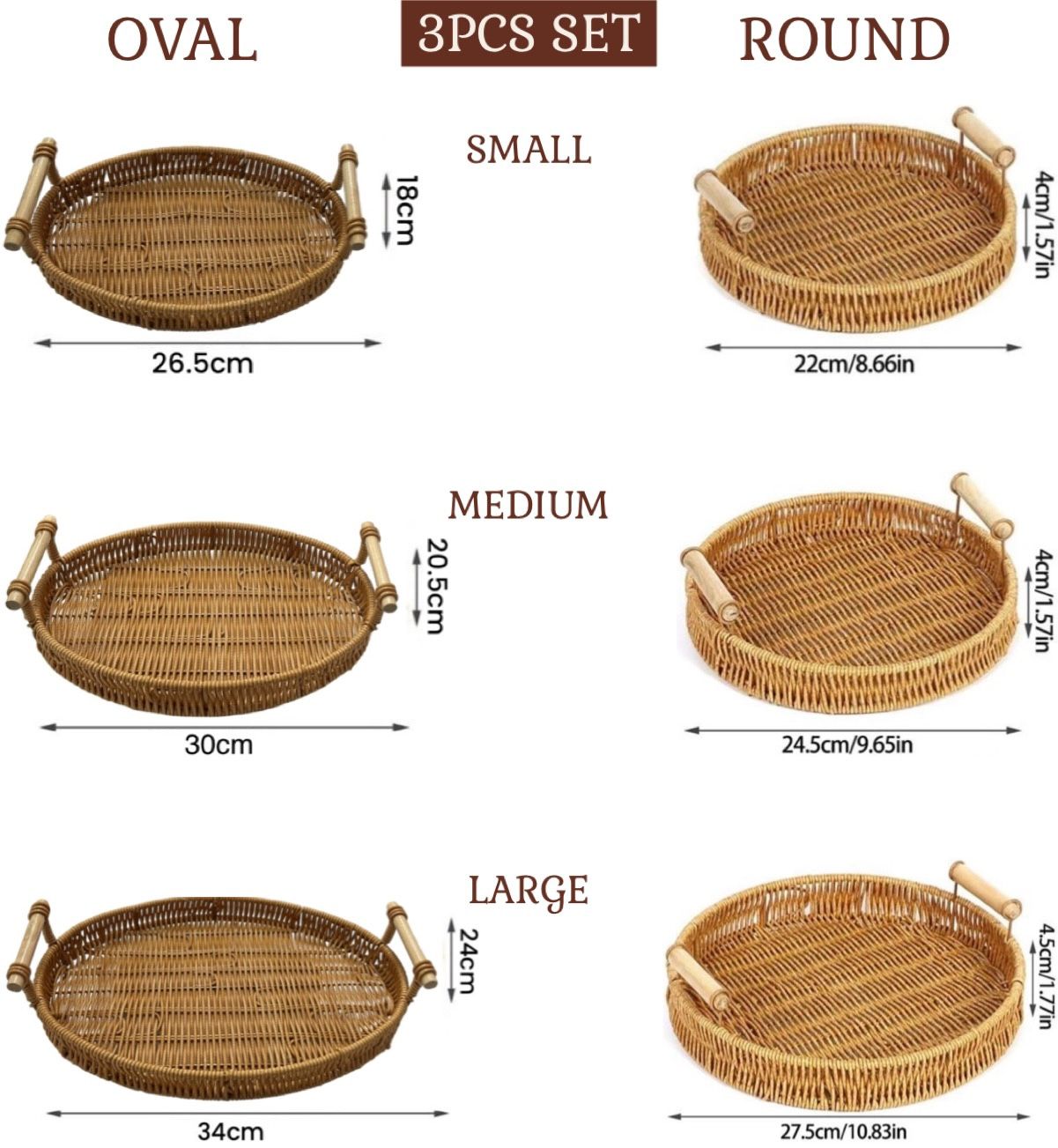 ZS - 3pcs Woven Tray Set
