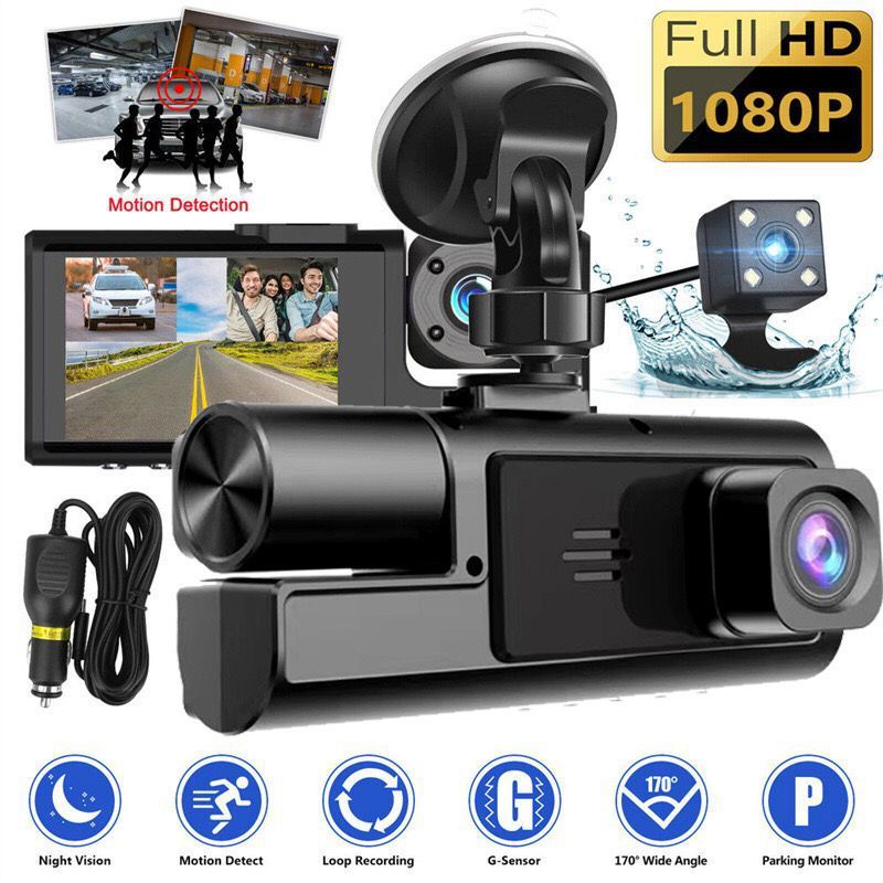 ZS - DUAL DASHCAM HD 1080P Triple Lens Reverse Park Monitor Car DVR viidure