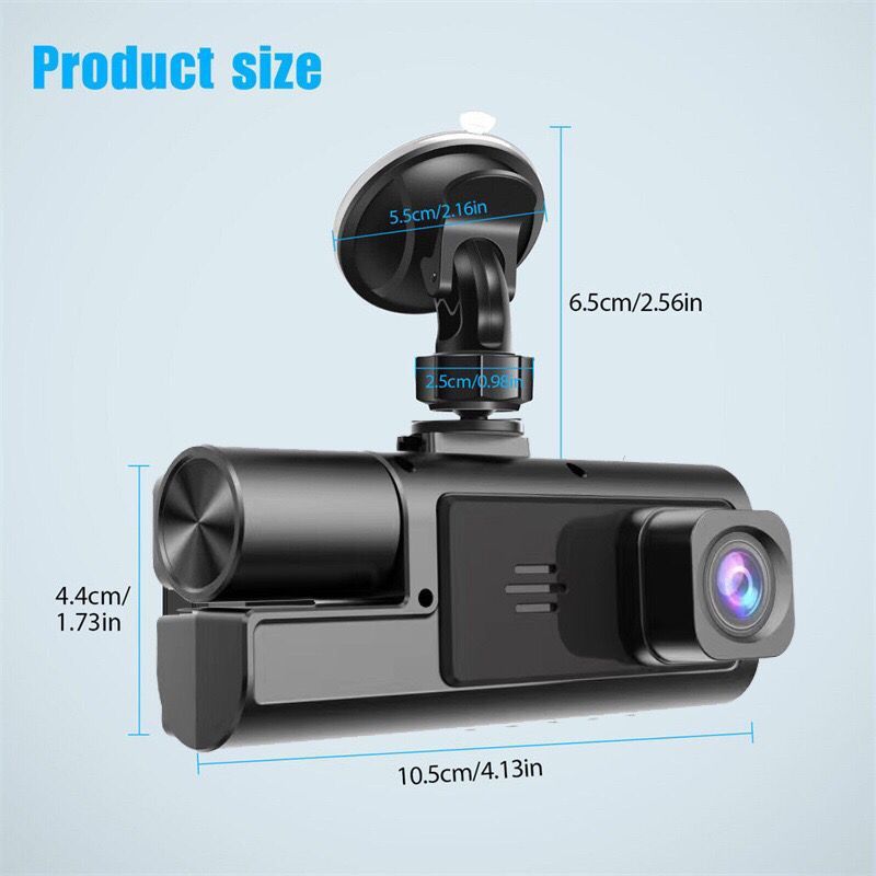 ZS - DUAL DASHCAM HD 1080P Triple Lens Reverse Park Monitor Car DVR viidure