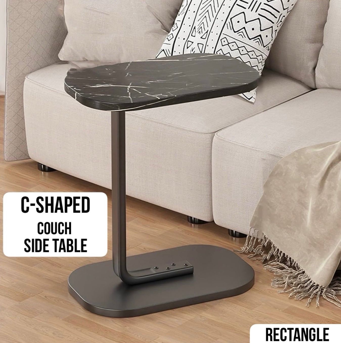 ZS - C-Shaped Rectangle Couch Side Table