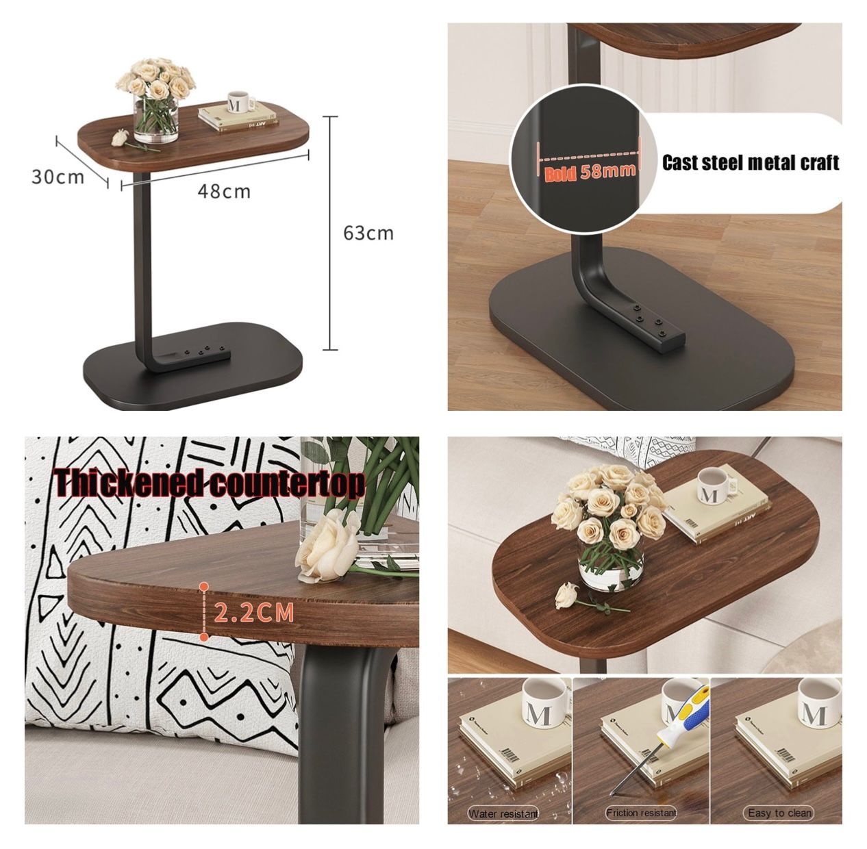 ZS - C-Shaped Rectangle Couch Side Table