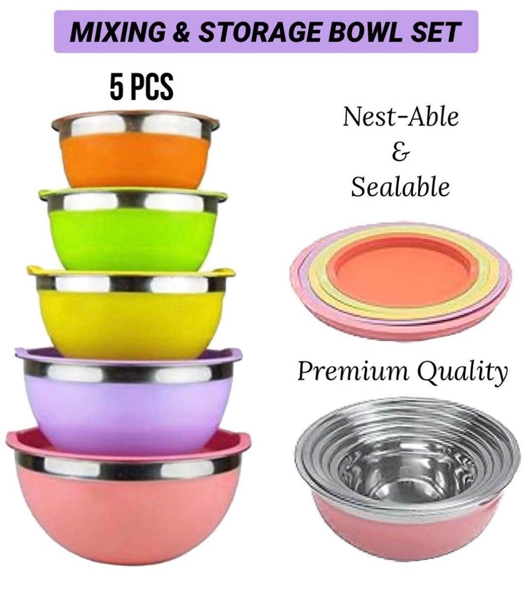 ZS - 5pcs Mixing & Storage Bowl Set