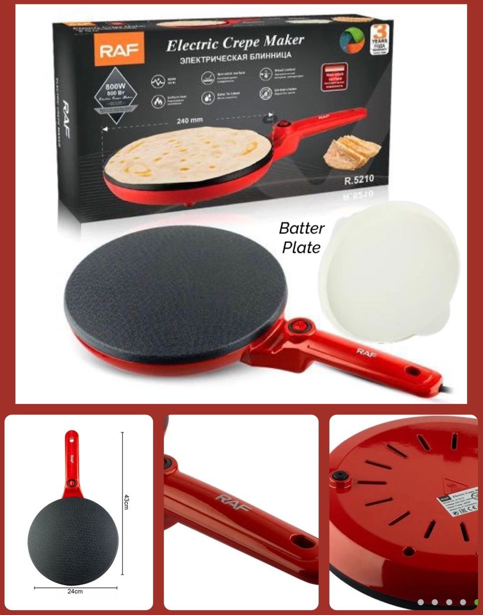 ZS - RAF Household Convenient Electric Cordless Crepe And Pancake Maker