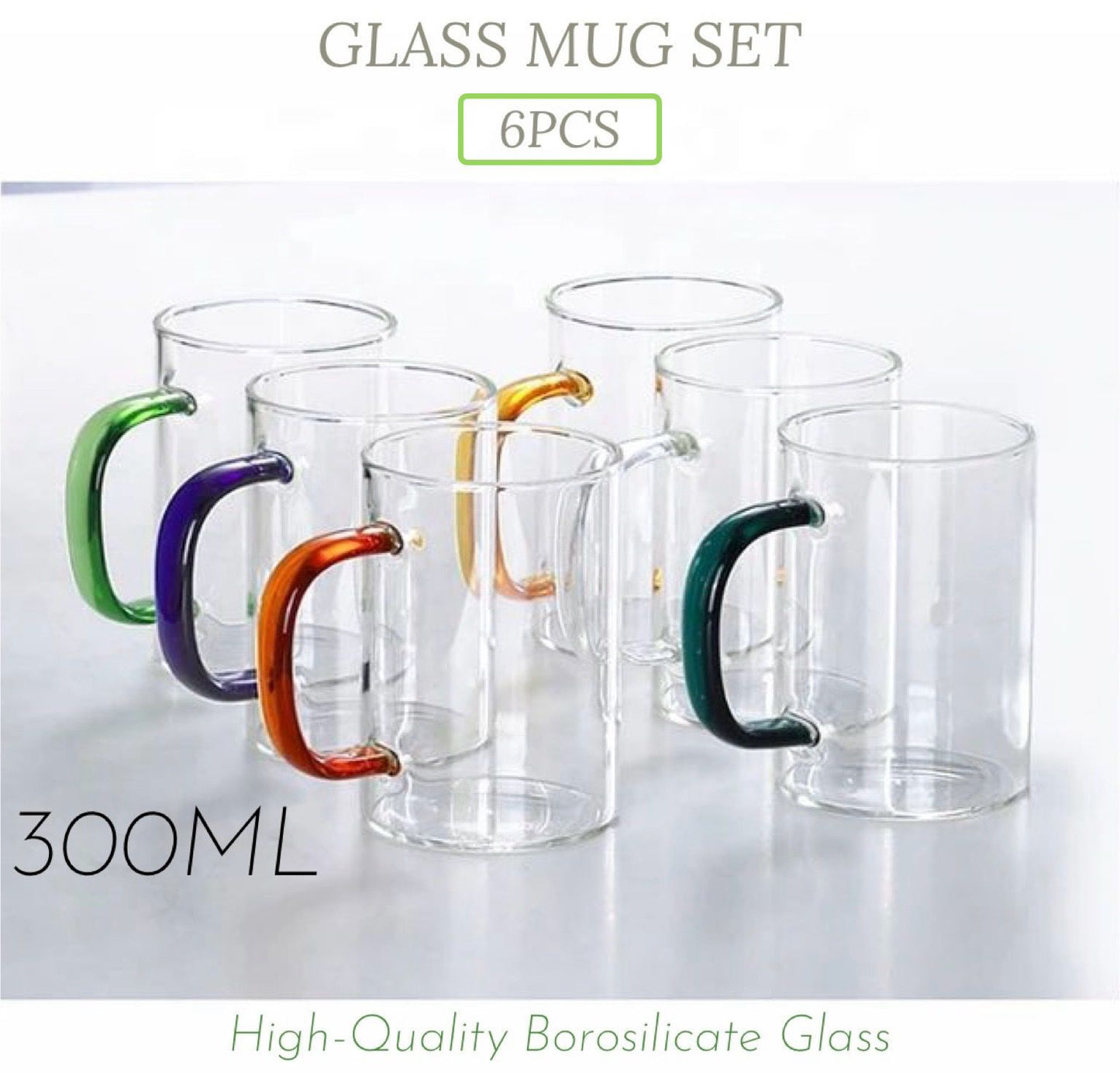 ZS - 6pc Glass Mug Set 300ml