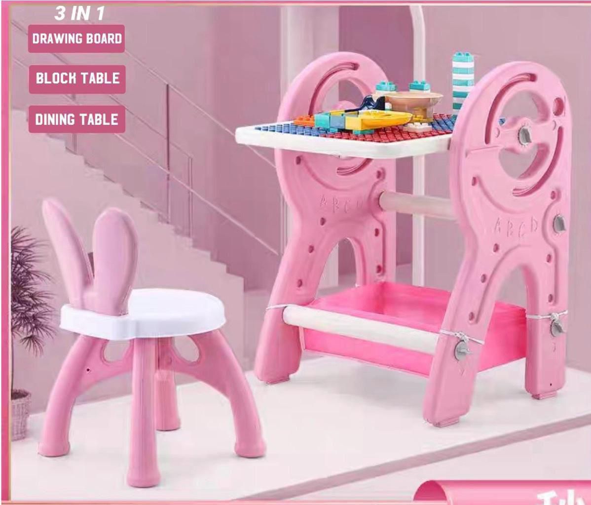 ZS - Toddler Activity Desk with Chair & Blocks 3 in 1