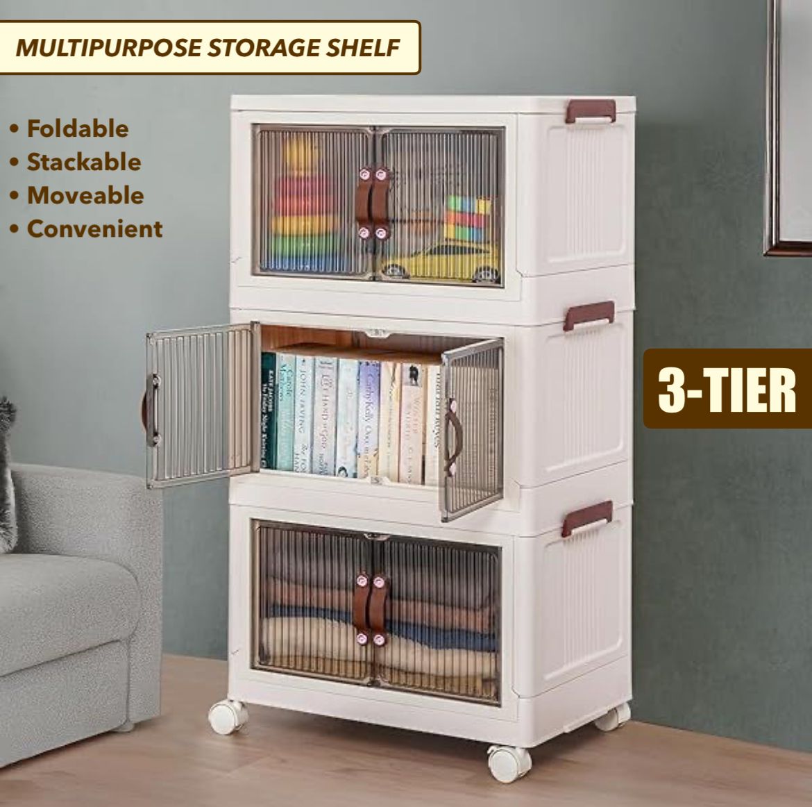 ZS - 3 Tier Multipurpose Collapsible Storage Cabinet