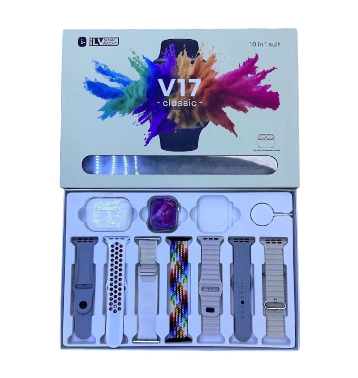 ZS - V17 Classic Smartwatch + Earpods + 7 Straps