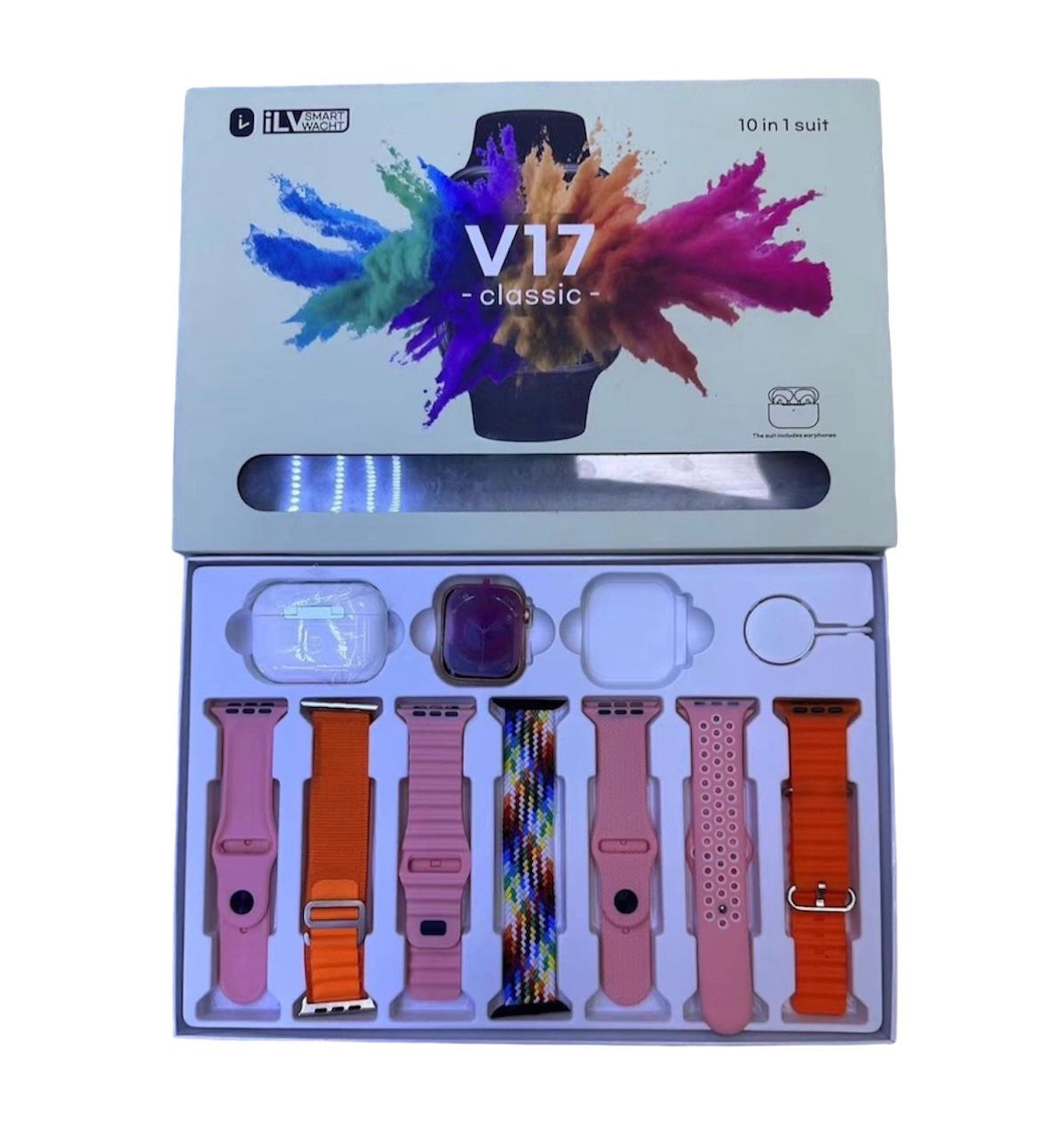 ZS - V17 Classic Smartwatch + Earpods + 7 Straps