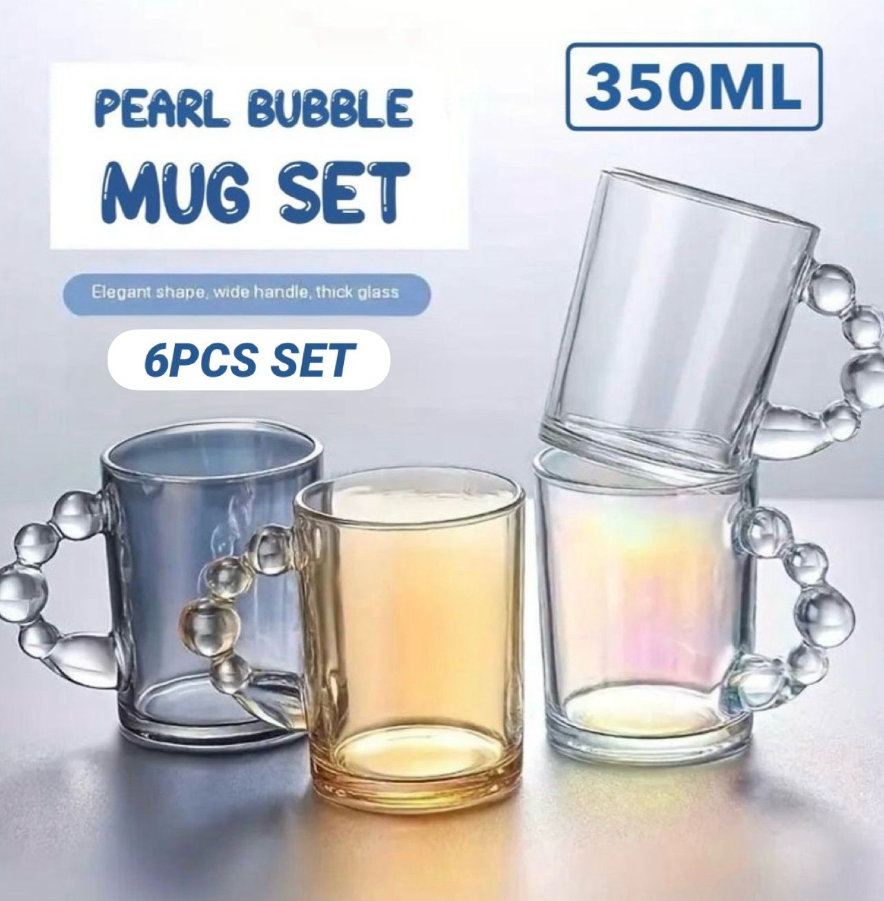 ZS - 6 Pcs Pearl Bubble Mug Set