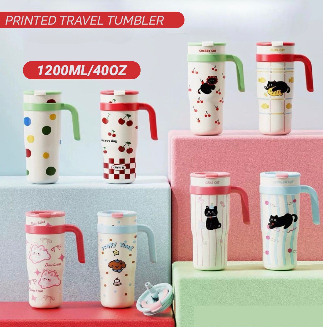 ZS - 1200ml Printed Travel Tumbler Flask