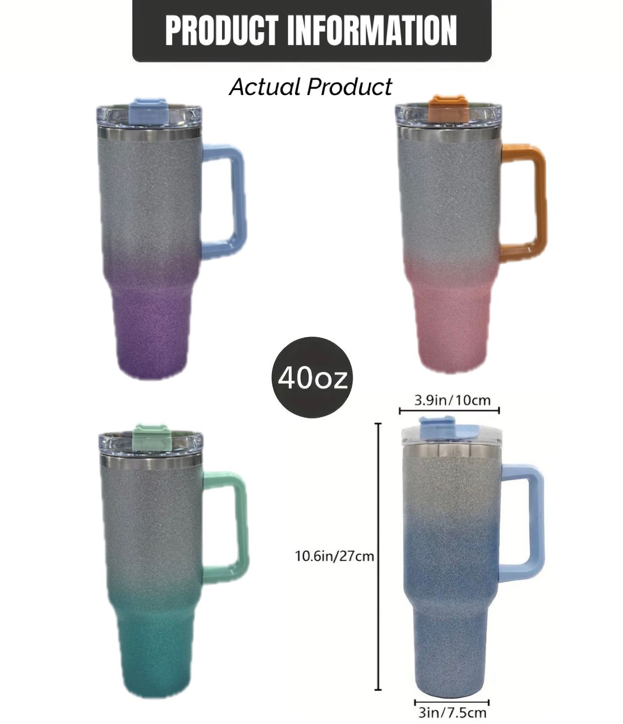 ZS - 1200ml Glittering Travel Tumbler Flask