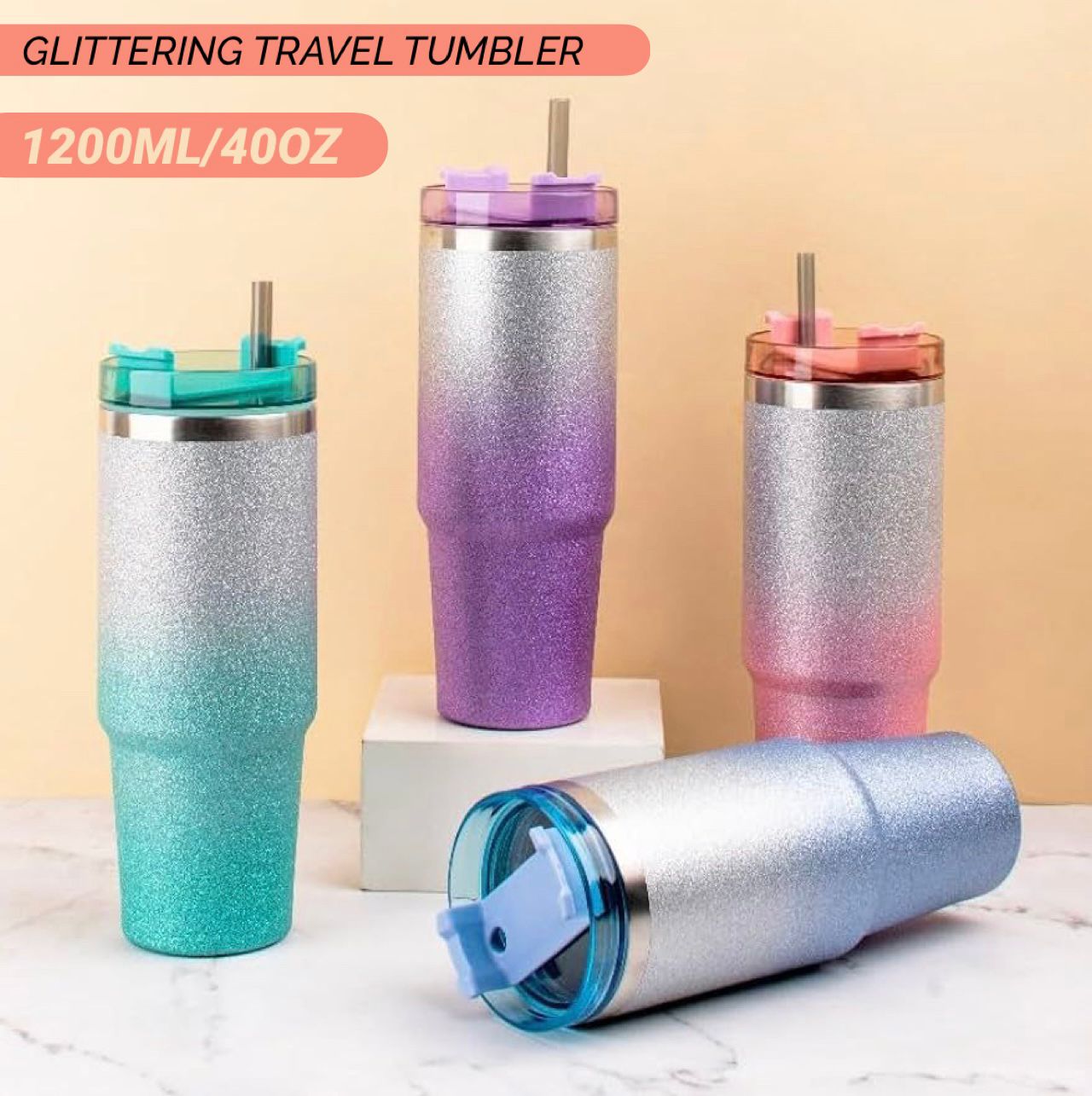 ZS - 1200ml Glittering Travel Tumbler Flask