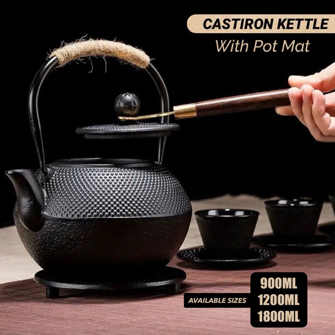 ZS - Cast Iron Kettle with Pot Mat