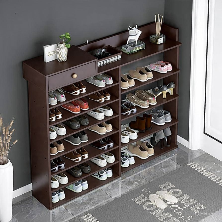 ZS - 7-Tiers Wooden Shoe Rack Cabinet with Drawers