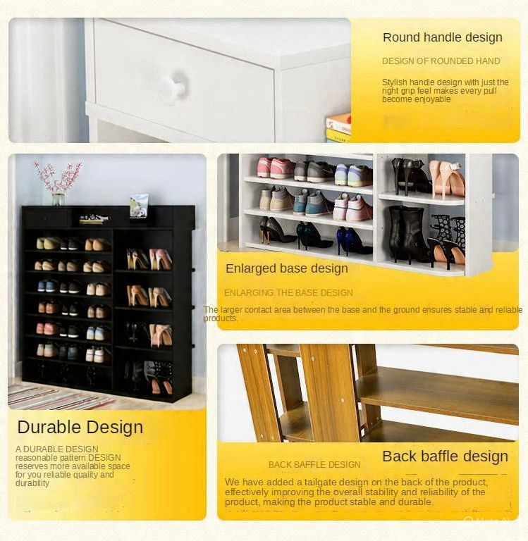 ZS - 7-Tiers Wooden Shoe Rack Cabinet with Drawers