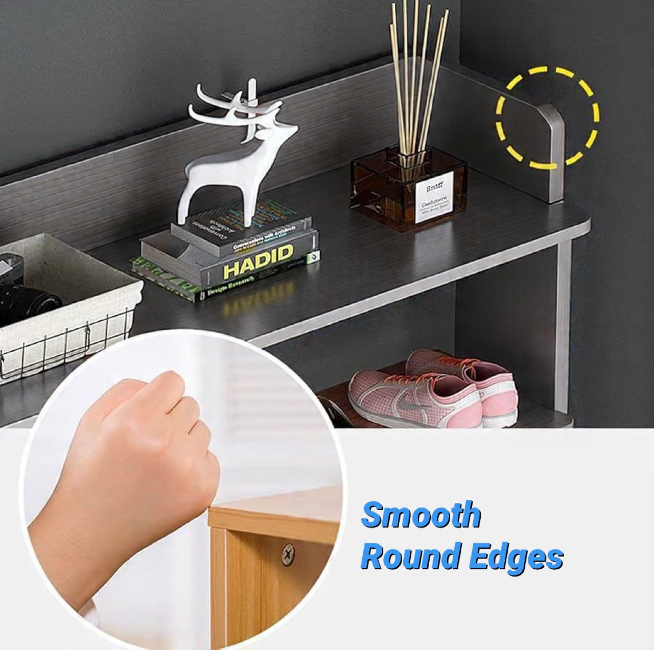 ZS - 7-Tiers Wooden Shoe Rack Cabinet with Drawers