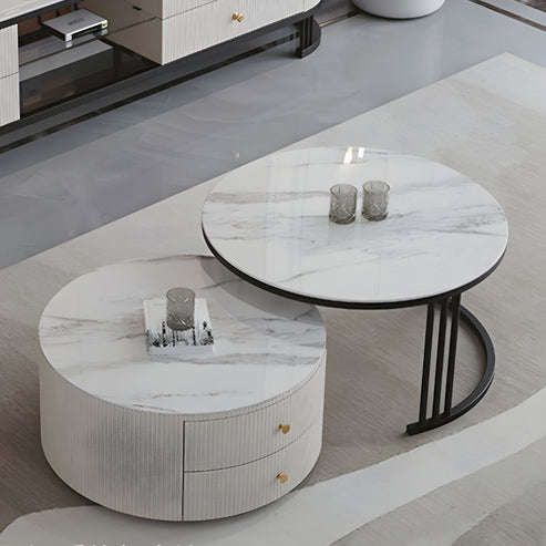 ZS - Modern Marble Curve Craft Coffee Table Set