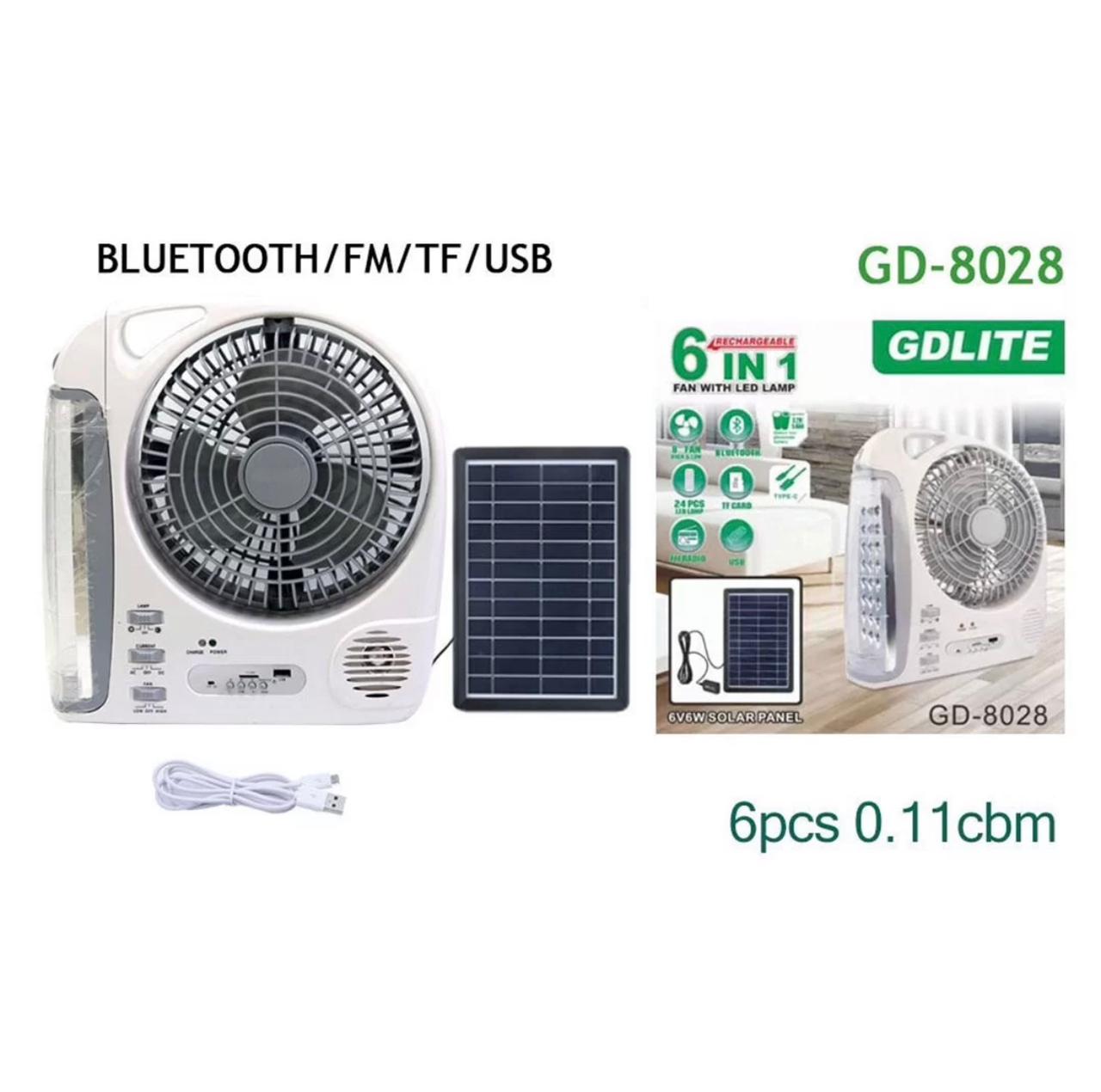 ZS - GD-8028 6 in 1 Rechargeable Solar Fan