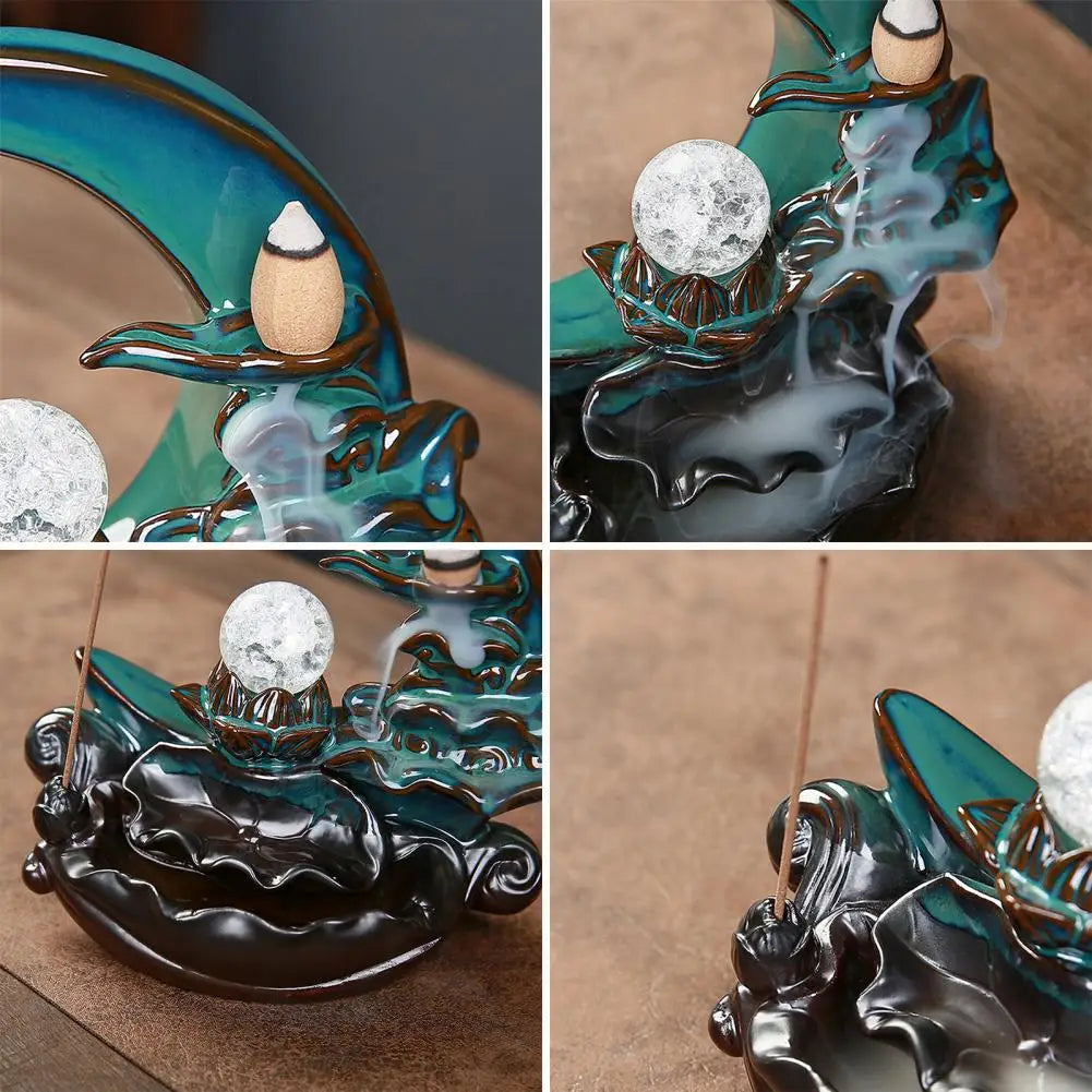 ZS - Waterfall Incense Burner Aromatherapy Ornament Home Decor