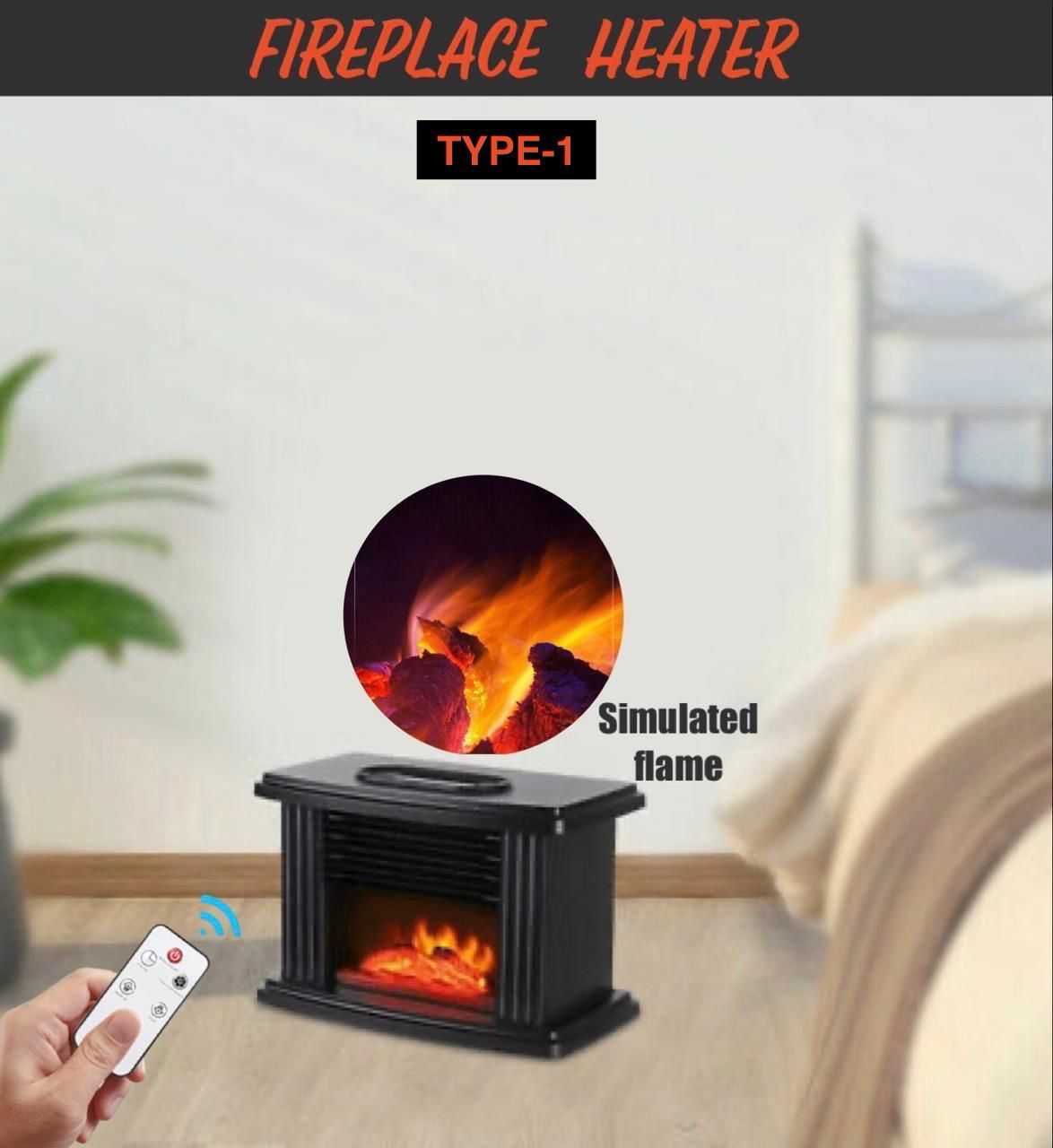 ZS - Fireplace Heater with Remote Simulated Flame