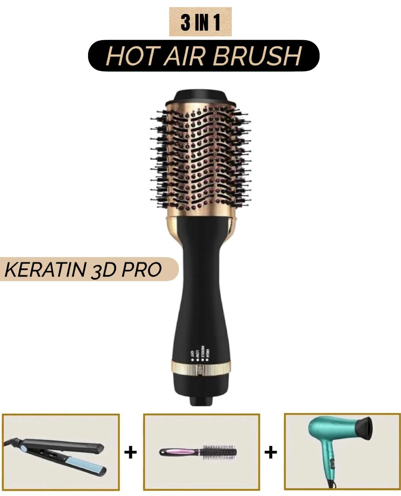 ZS - Keratin 3D Pro 2000W KD-2000 Hair Dryer (2000 W, GOLD)