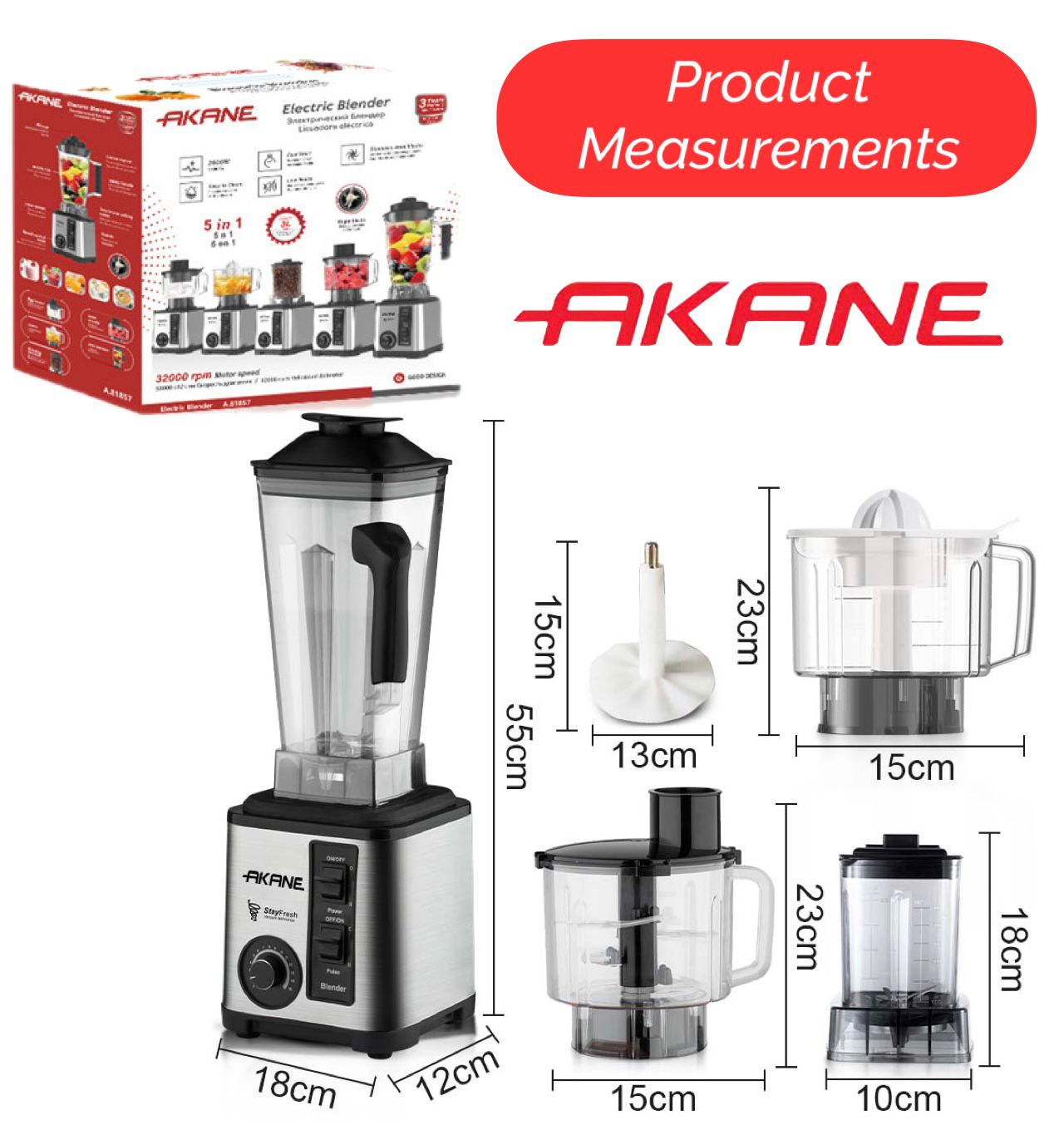 ZS - Akane 3L 5 In 1 Multi-functional Electric Blender 2600W