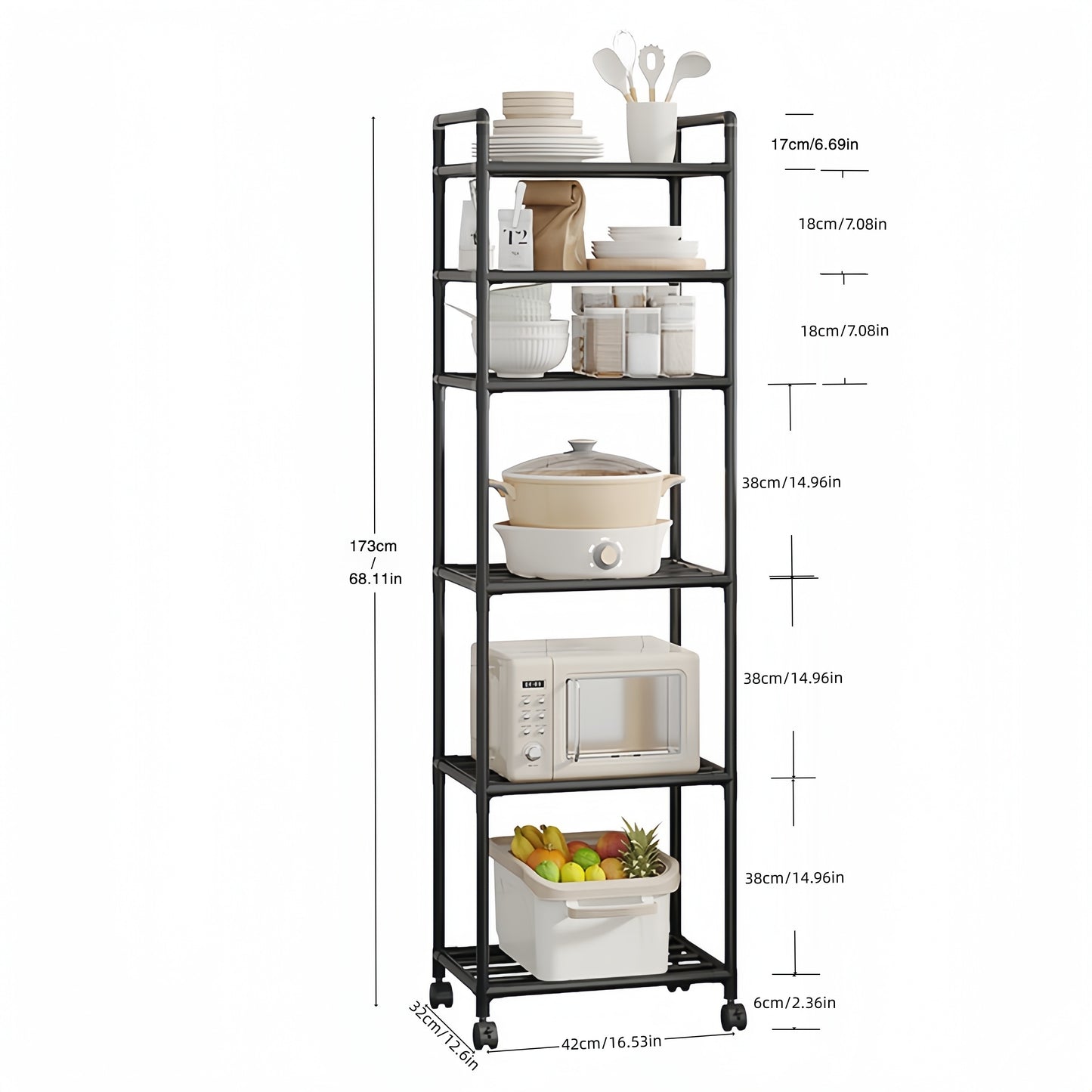 ZS - 6-Tier Multi-Functional Kitchen Storage Rack with Wheels