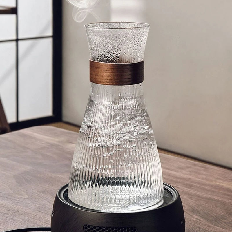 ZS - Ribbed Glass Pitcher Set with 6 Cups