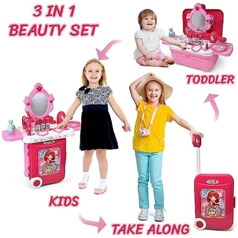 ZS - 3-in-1 Portable Princess Beauty Vanity & Travel Suitcase