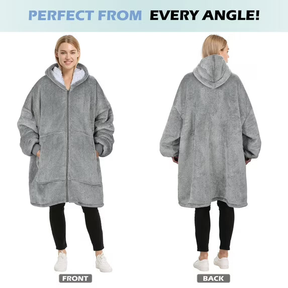 ZS - Oversized Huggle Hoodie Blanket with Zipper