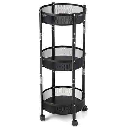 ZS - Folding Kitchen Storage Rack, 3 Tier Storage Rack Shelf with Wheels
