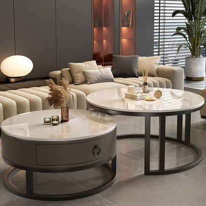 ZS - Modern Round Nesting Coffee Table with Storage