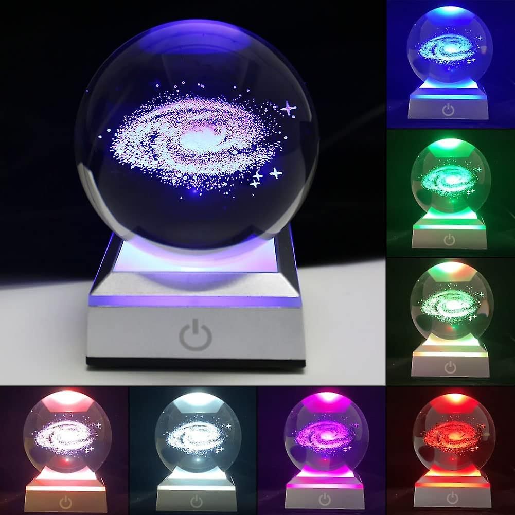 ZS - 8cm 3D Crystal Ball with Colour Changing Light Up Base