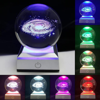 ZS - 8cm 3D Crystal Ball with Colour Changing Light Up Base