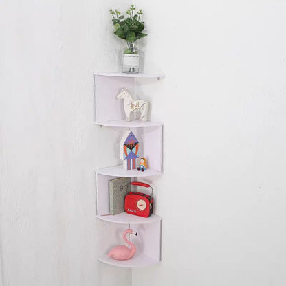ZS - 5-Tier Corner Wall Mount Bookshelf Organizer Storage Shelf Rack