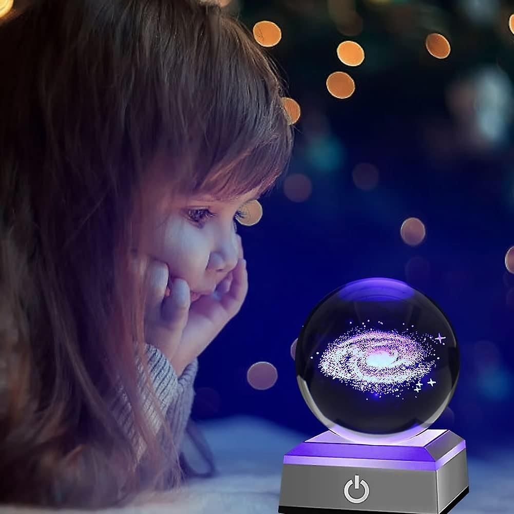 ZS - 8cm 3D Crystal Ball with Colour Changing Light Up Base