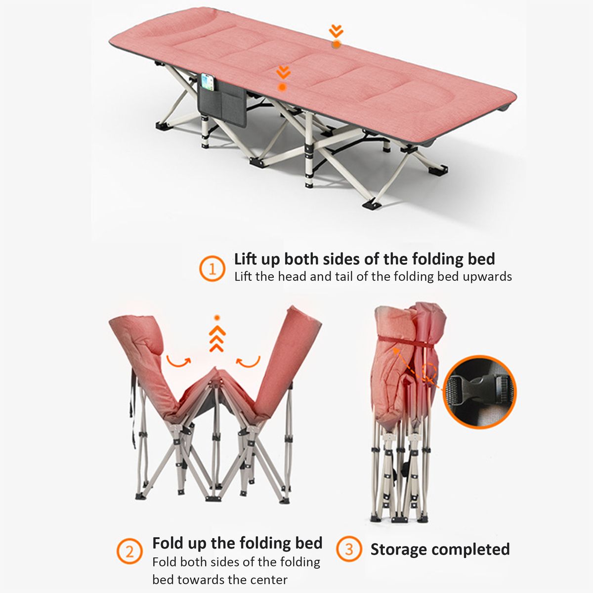 ZS - 190CM Outdoor Portable Recliner Single Camping Bed Folding Bed