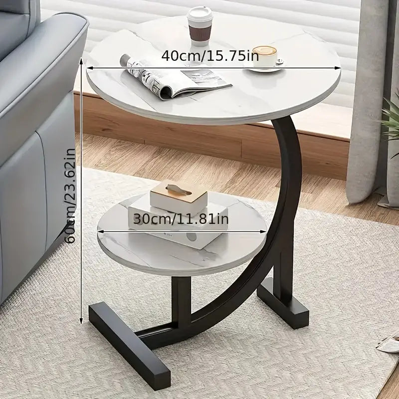 ZS - C-SHAPED 2 Tier Chic SIDE TABLE ROUND
